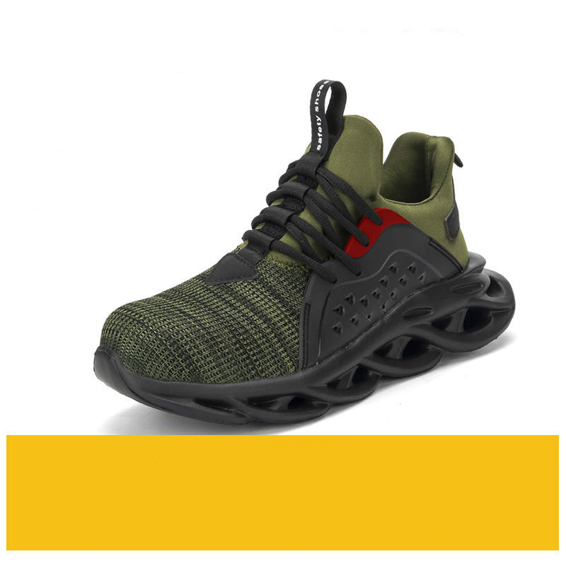 Breathable fly-knit sports and leisure work protective shoes