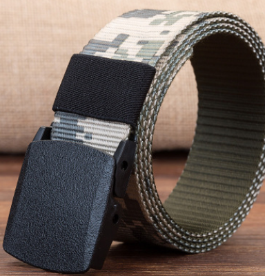 Canvas belt men hypoallergenic canvas belt woven nylon plastic buckle outdoor leisure wholesale