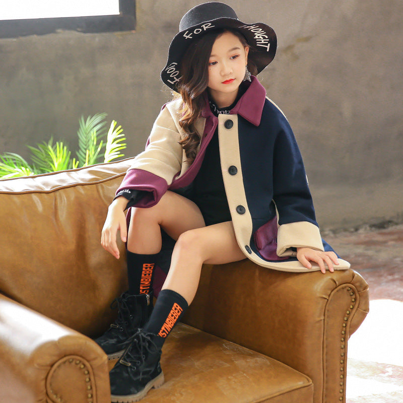 Big Kids Korean AutumnWinter Woolen Coat