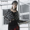 PUNK RAVE Women&#39;s Gothic Plaid Suit Collar Long Sleeve Chiffon Shirt Sweet Cool Girls Sun Protection Clothing Daily Casual Tops