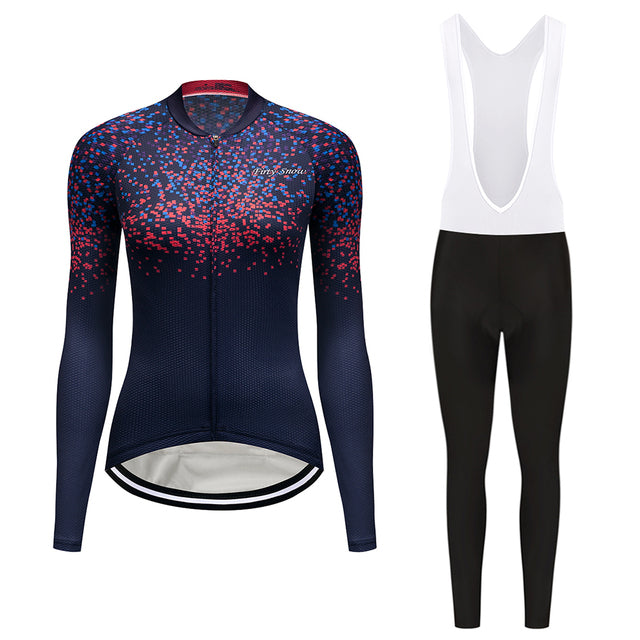 2022 Quick-Dry Lycra Cycling Clothing Fall Women Suit Fashion Road Bike Jersey Set Long Kit Female Bicycle Clothes MTB Uniform