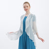 Silk 12m/m Georgette Pure White Tops Three-quarter Sleeve Ruffled Light Sun Protection Clothing Cardigan Jacket Women BS1127